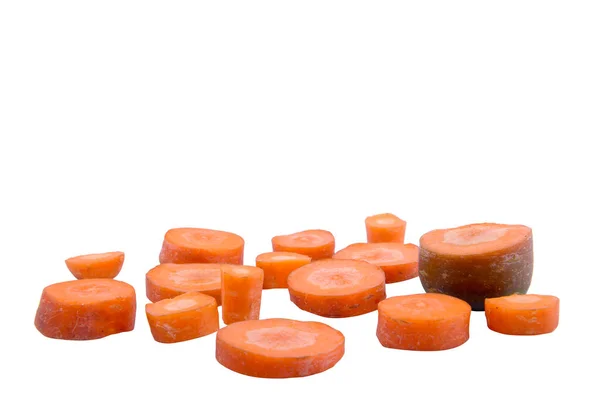 Кусочки Моркови Белом Фоне — стоковое фото