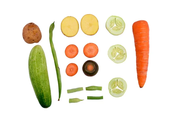 Čerstvá Zelenina Izolované Přes Bílé Pozadí — Stock fotografie
