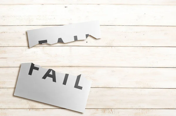 Ripped Paper Fail Text Wooden Table — Stock Photo, Image