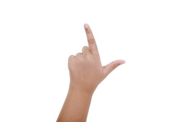 El hareketi beyaz arka planda izole edildi. Solak günü