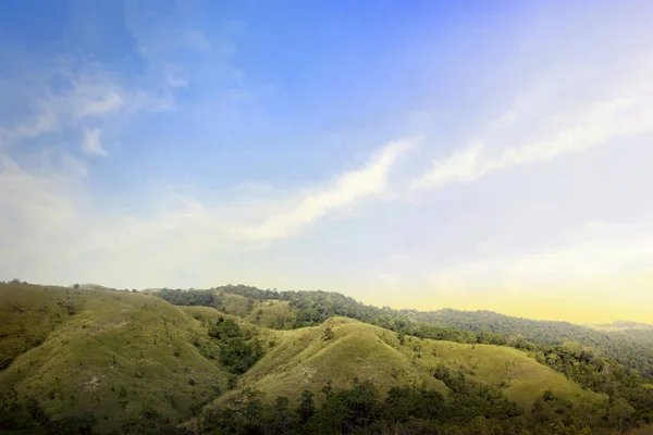Green Hills Landscape View Blue Sky Background — Stock Photo, Image