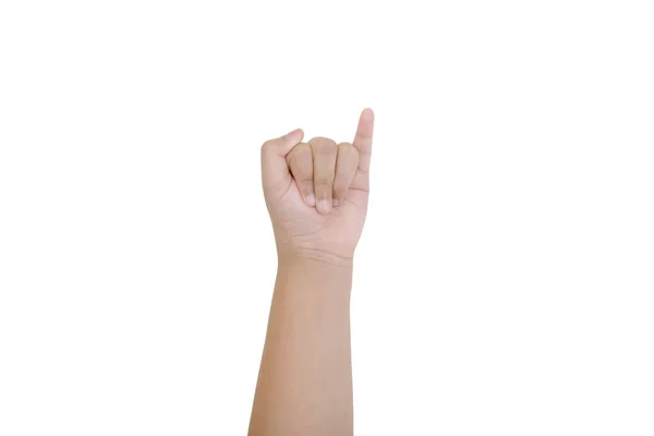 Die Geste Der Hand Isoliert Über Weißem Hintergrund Linkshänder Tag — Stockfoto