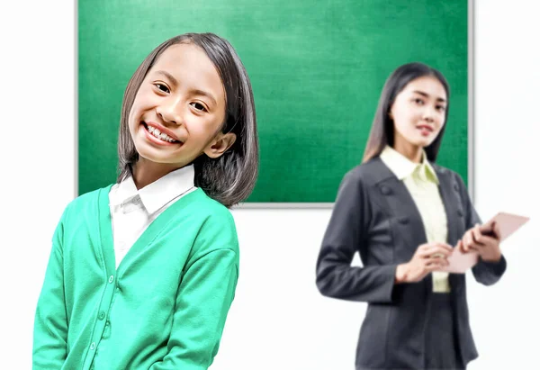 Ragazzina Asiatica Classe Ritorno Concetto Scuola — Foto Stock