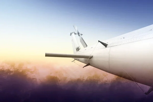 Flugzeug Fliegt Der Luft Mit Dramatischer Wolkenszene — Stockfoto
