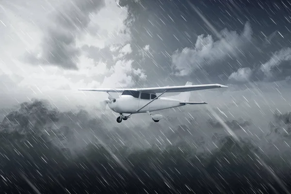 Αεροσκάφη Που Πετούν Στον Αέρα Βροχερές Καιρικές Συνθήκες — Φωτογραφία Αρχείου
