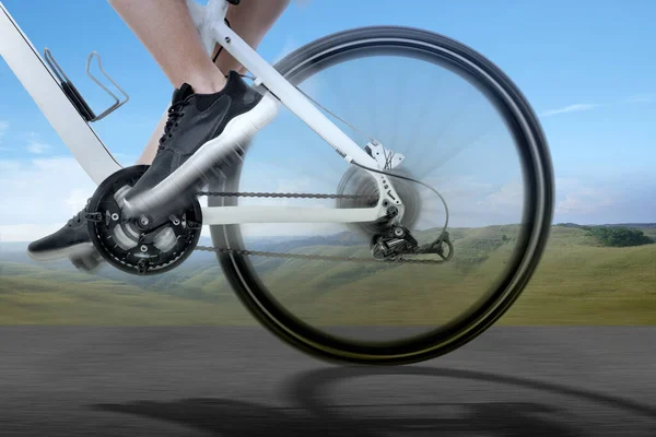 Side View Woman Riding Bicycle Street — Stock Photo, Image