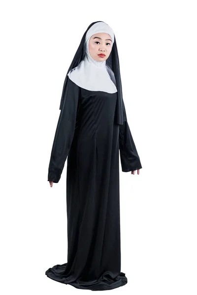 Scary Devil Nun Isolated White Background — Stock Photo, Image