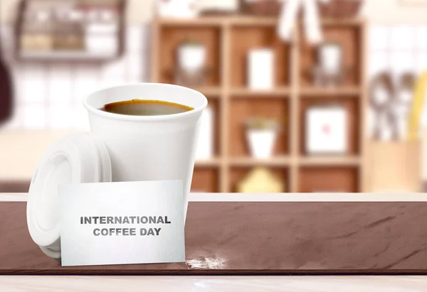 Une Tasse Café Chaud Sur Table Journée Internationale Café — Photo