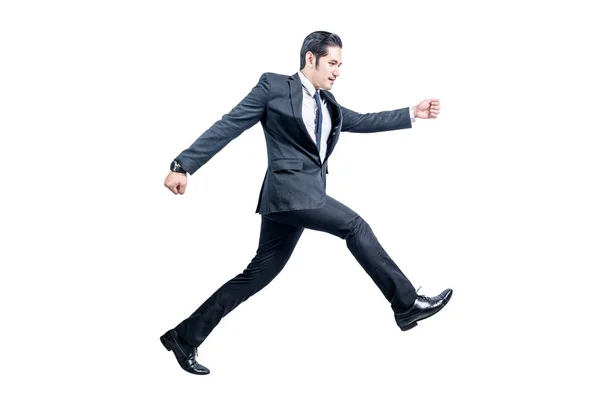 Asian Businessman Jumping Expression Isolated White Background — Stock Photo, Image