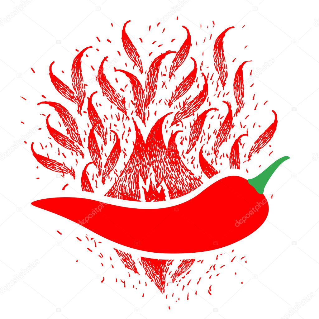 Red Hot Chilli logo designs concept vector, Spicy Pepper logo designs template. Isolated red hot chilli pepper with flame in fire.
