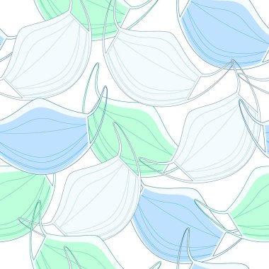 Kusursuz desenli renkli tıbbi maskeler. beyaz, mavi, yeşil tıbbi koruyucu yüz maskesi virüslere ve bakterilere karşı. tıbbi aksesuarlar.