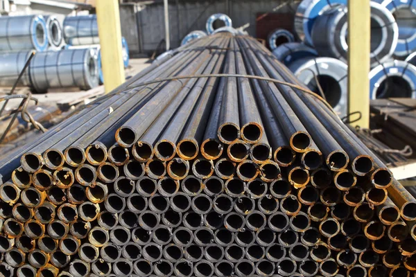 Metal Profile Pipe Section Packs Warehouse Metal Products Russia — Stock Photo, Image