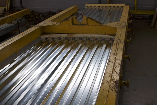 Chapas Aço Perfiladas Galvanizadas Embalagens Estoque — Fotografia de Stock