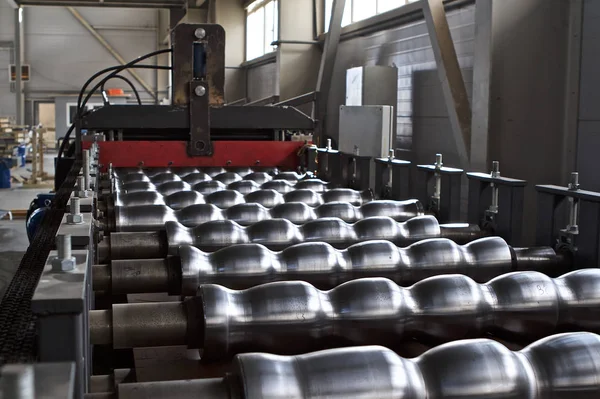 Elementos Várias Seções Linha Processamento Aço Galvanizado Rolos Fabricação — Fotografia de Stock