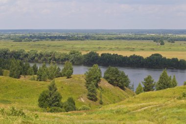 Görünüm Oka Nehri yakınlarında Konstantinovo Köyü, Ryazan bölgesi, Rusya Federasyonu
