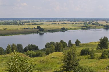 Görünüm Oka Nehri yakınlarında Konstantinovo Köyü, Ryazan bölgesi, Rusya Federasyonu