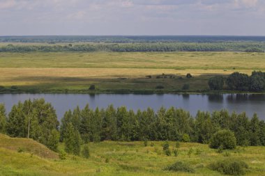 Görünüm Oka Nehri yakınlarında Konstantinovo Köyü, Ryazan bölgesi, Rusya Federasyonu
