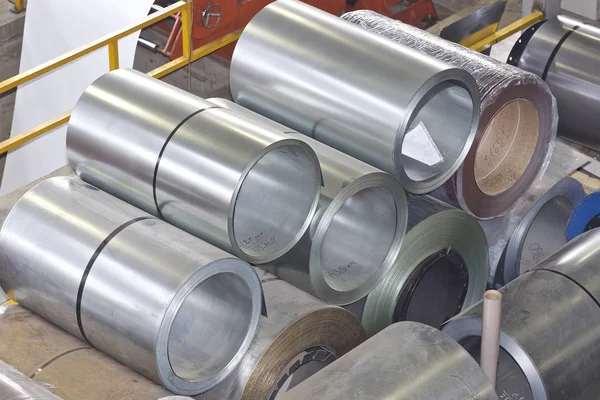 Rolls of cold-rolled galvanized steel in stock