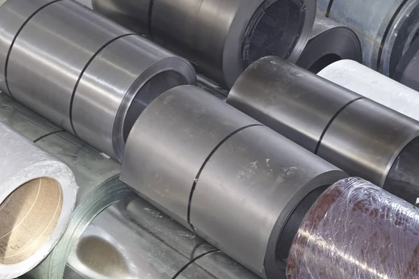 Rolls of cold-rolled galvanized steel in stock — Stock Photo, Image