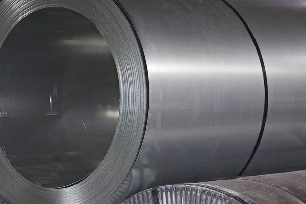 Rolls of cold-rolled galvanized steel in stock Stock Photo