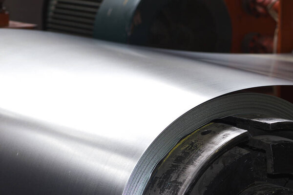 Rolls of cold-rolled galvanized steel in stock