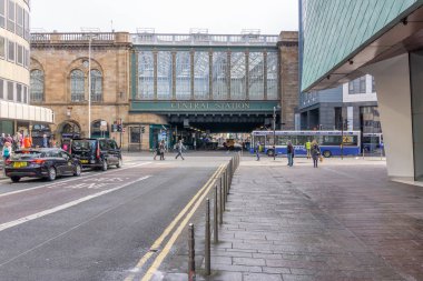 Glasgow City, Scotland, UK - September 22, 2018: From Argyle Street to Glasgow Central Stations Leaded Windows also known as the 'Highland Mans Umbrella'