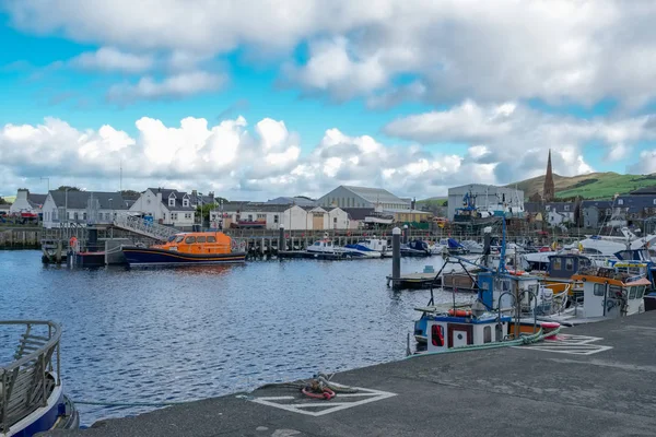 Busy Harbour Town Girvan Scotland Small Boats Fishing Craft Tied — Stock Photo, Image