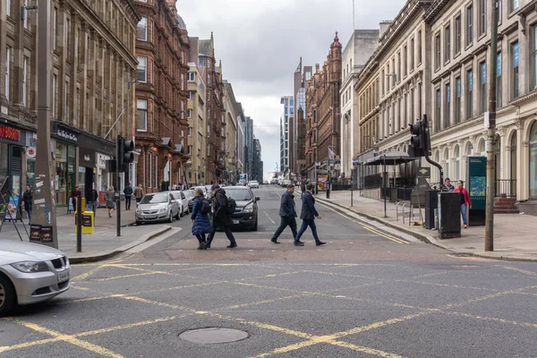 Glasgow City Scotland September 2018 Looking Bothwell Street Busy Pedestrians — Stock Photo, Image