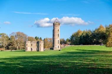 Irvine, Scotland, UK -  October 15, 2018: Eglinton Castle & Park Irvine North Ayrshire. Public park in Autumn and the first day of the October School holidays in North Ayrshire when the park is at its busiest. clipart