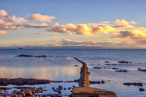 Кінці Дня Сонце Сідає Захід Від Шотландії Велика Моря Оборону — стокове фото