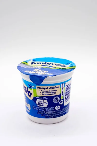 Largs Escocia Reino Unido Febrero 2019 Ambrosia Branded Rice Pudding —  Fotos de Stock