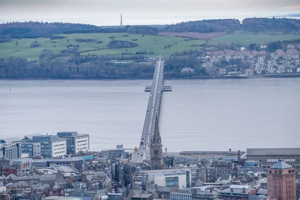 Tay or Forth Road Bridge from Dundee Law Dundee Scotland.