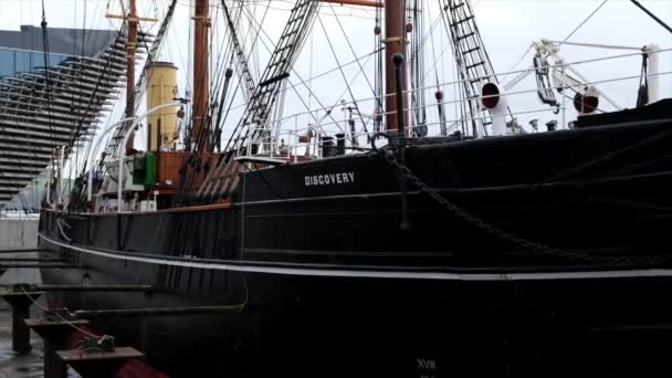 Dundee Escocia Reino Unido Marzo 2019 Rrs Discovery Buque Auxiliar — Vídeos de Stock