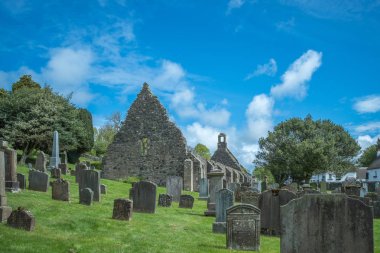 Kirkoswold Kirk Harabeleri ve Güney Ayrshire Scotlan Eski Kirkyard