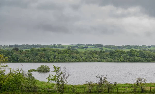 Castle Semple Loch and the Hillside Beyond on a Cloudless Wet Su — Stock Photo, Image