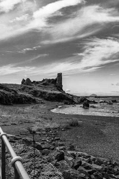 Dunure  castle Ruins and Rugged Coast Line in Scotland Outlander