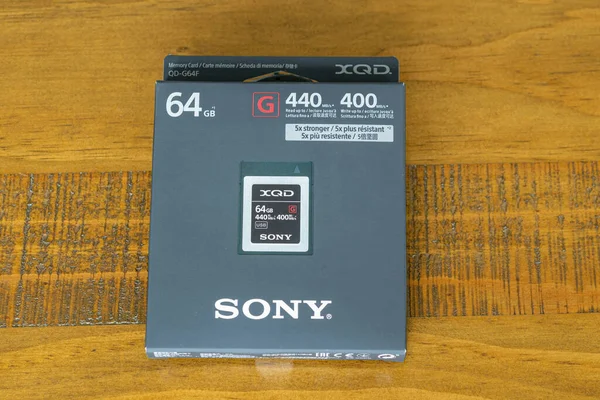 Irvine Skottland Storbritannien September 2020 Sony 64Gb Xqd Minneskort Återvinningsbara — Stockfoto