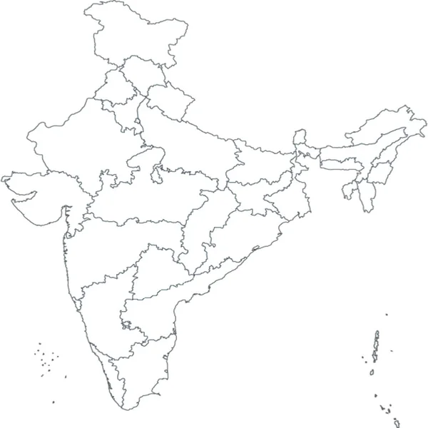 Índia Delinear Silhueta Mapa Com Estados Índia Mapa — Fotografia de Stock