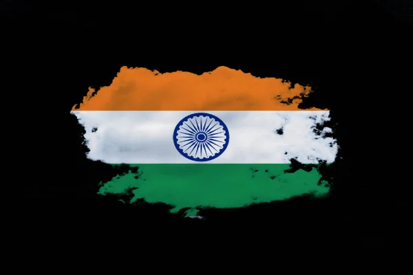 Creative Concept Illustration India Flag Isolated Blackbackground — Stock Photo, Image