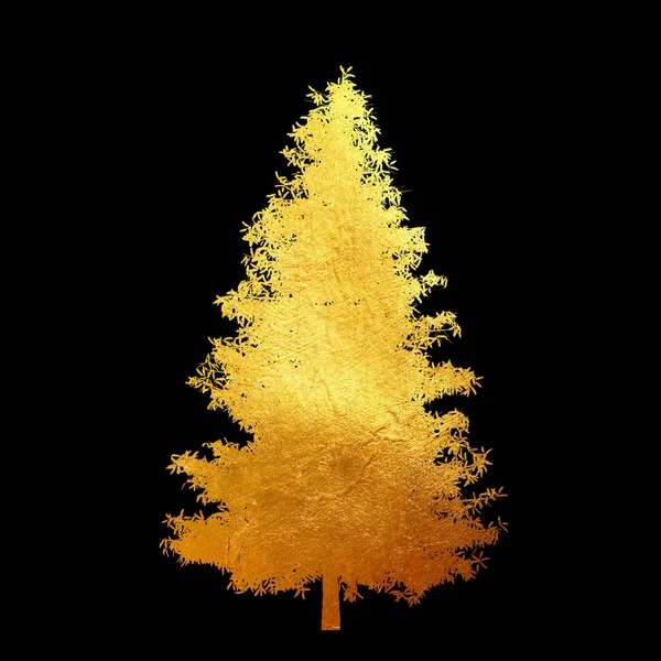 Golden tree with leaves isolated on black background. — Stock Photo, Image