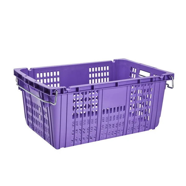 Purple Plastic Basket Isolated White Background — Stock Photo, Image