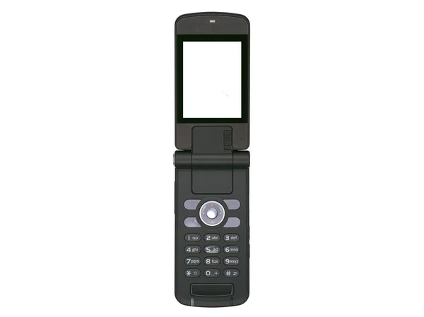 Oude Zwarte Mobiele Telefoon Geïsoleerd Witte Achtergrond — Stockfoto