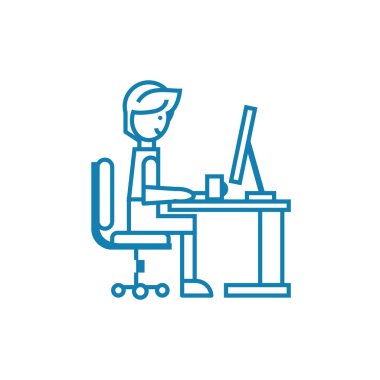 Etkin çalışma doğrusal simgesi kavramı. Etkin çalışma çizgi vektör işaret, sembol, illüstrasyon.