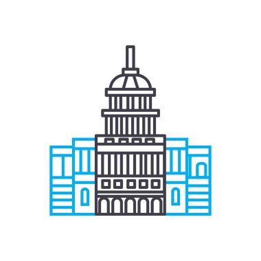 İdari Bina doğrusal simgesi kavramı. İdari Bina çizgi vektör işaret, sembol, şekil.