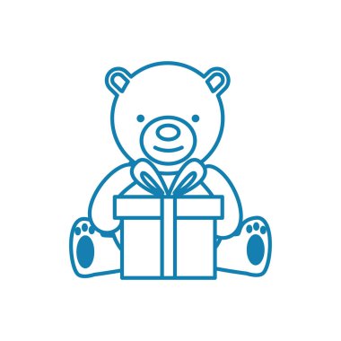 Bebek hediyeleri doğrusal simgesi kavramı. Bebek hediyeleri satır vektör işaret, sembol, şekil.