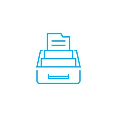 Belgeleri doğrusal simgesi kavramı kutusu. Kutusu belgeler satırı vektör işaret, sembol, şekil.