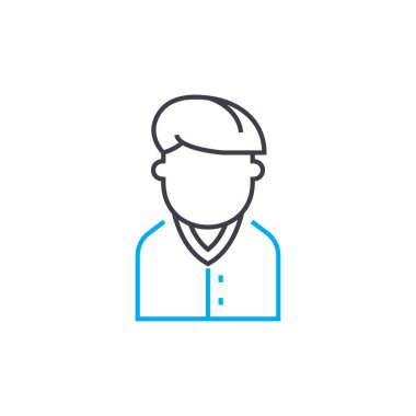 Çocuk-genç doğrusal simgesi kavramı. Çocuk-genç çizgi vektör işaret, sembol, şekil.