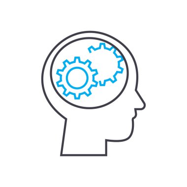 İş düşünme doğrusal simgesi kavramı. Düşünme çizgi vektör işaret, sembol, illüstrasyon iş.