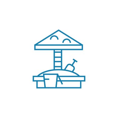 Çocuk kum doğrusal simgesi kavramı. Çocuk kum çizgi vektör işaret, sembol, illüstrasyon.