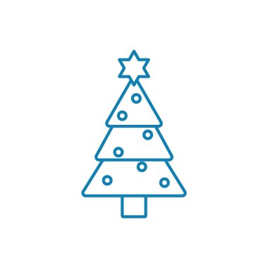 Noel ağacı doğrusal simgesi kavramı. Noel ağacı çizgi vektör işaret, sembol, illüstrasyon.